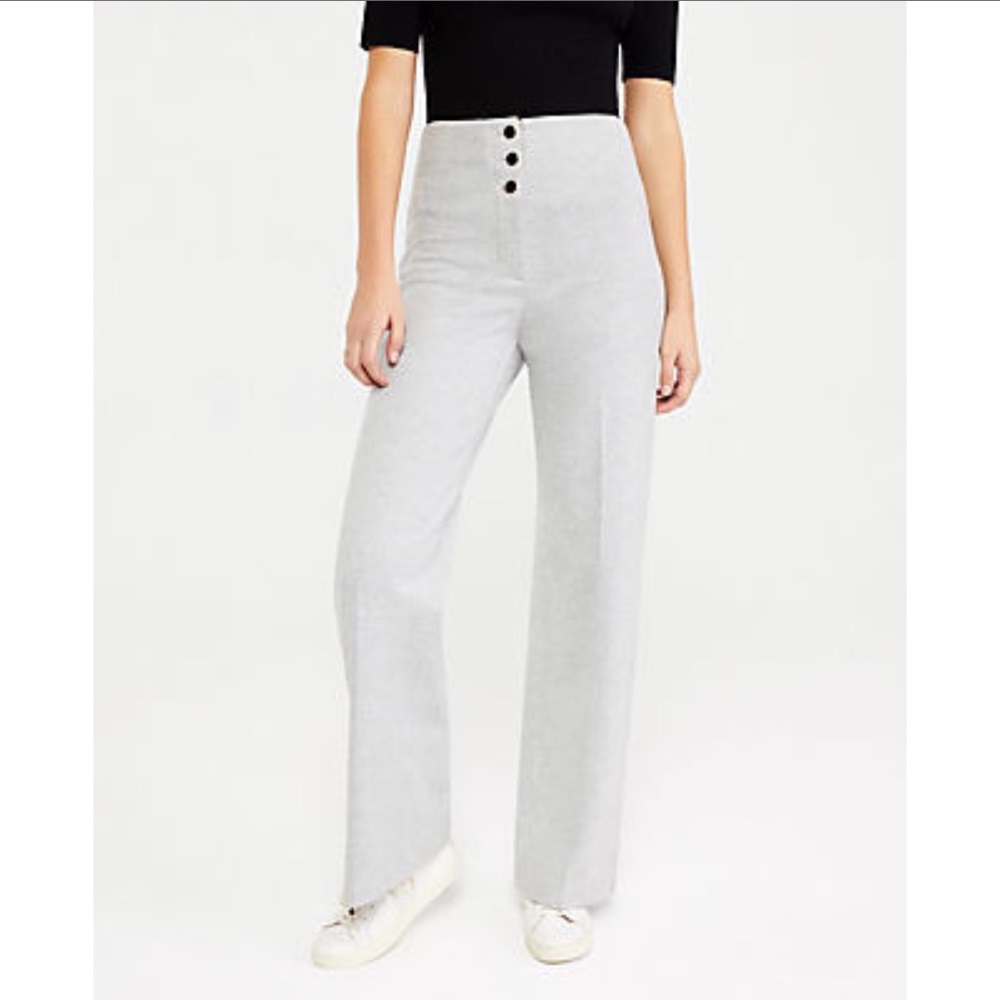 Ann Taylor Gray Buttoned Flare Trousers